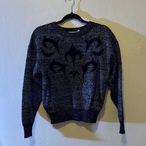 Russ Black and Gray Patterned Knit Top